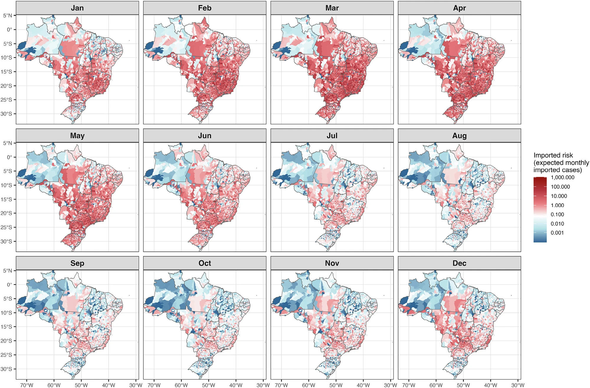 Forecasting of dengue importation risk in Brazil using deep learning and mobility networks